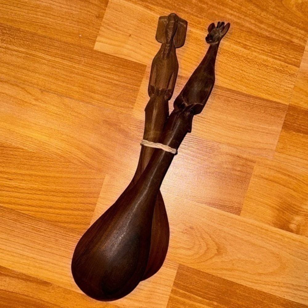 Hand carved wooden kitchen/decor spoons giraffe and elephant